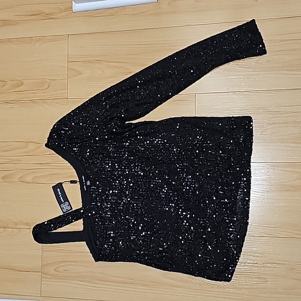 Cable&Cage, sequin one shoulder top, M